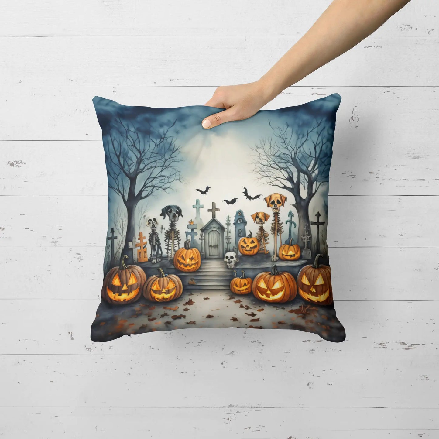 Pet Cemetery Spooky Halloween Throw Pillow